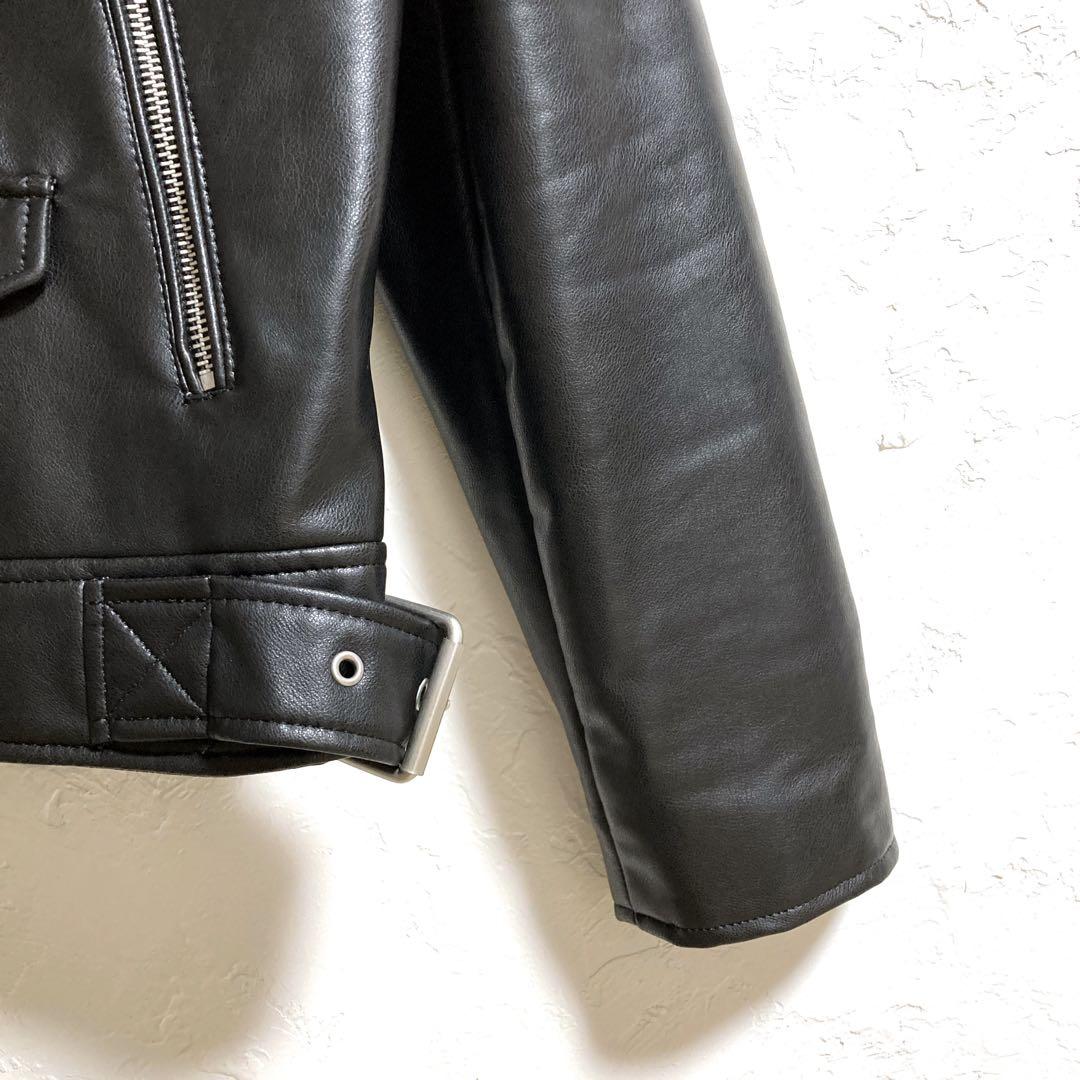 【美品】ZARA ダブルライダースジャケット フェイクレザー　ブラック　XL
