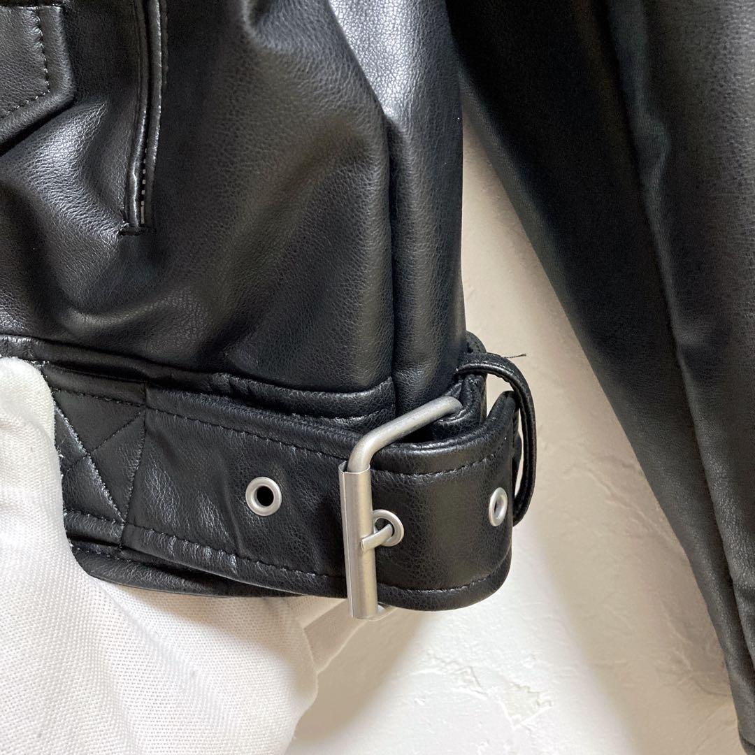 【美品】ZARA ダブルライダースジャケット フェイクレザー　ブラック　XL