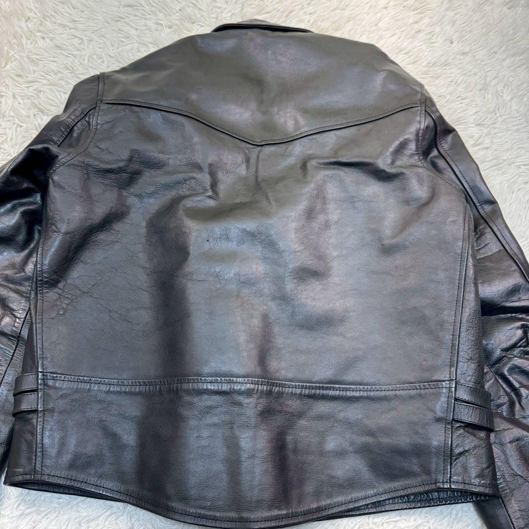 希少サイズ✨ ホーンワークス ダブルライダース 本革 レザー 大きい 3L 黒