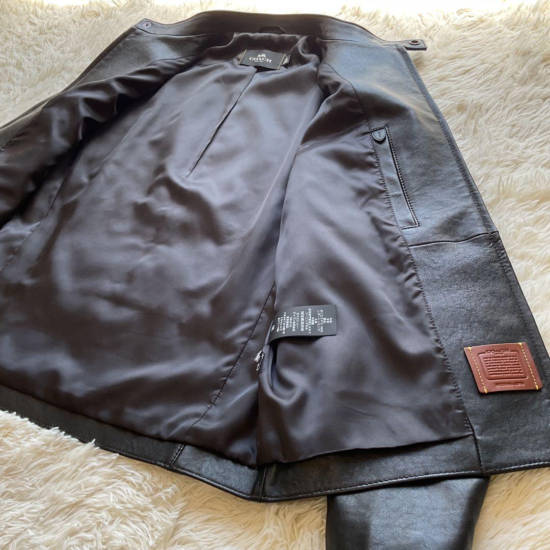 未使用級✨COACH レザージャケット　シングルライダース　L 黒　88799