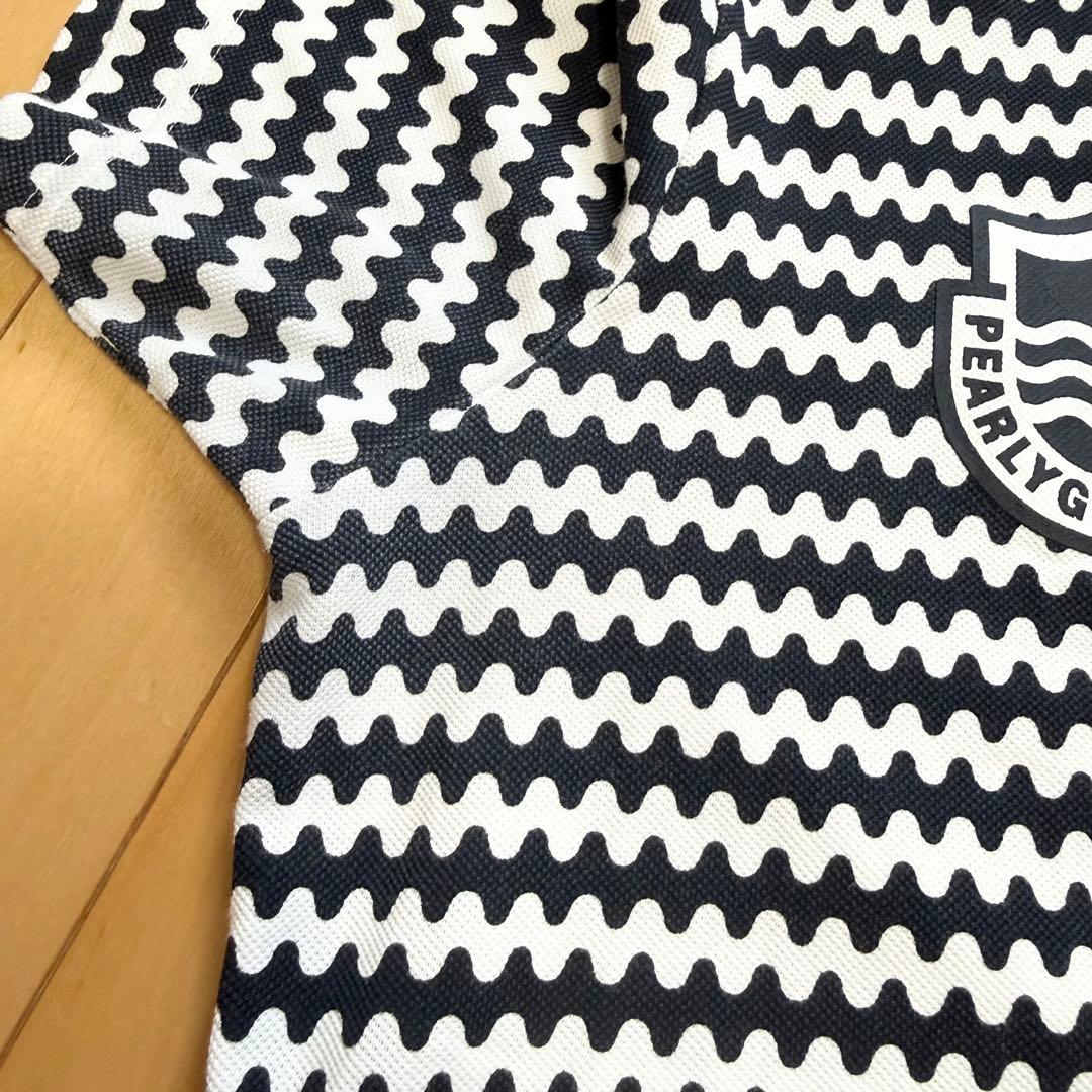 パーリーゲイツ メンズ ボーダー ポロシャツ 5 ネイビー 白 日本製 総柄