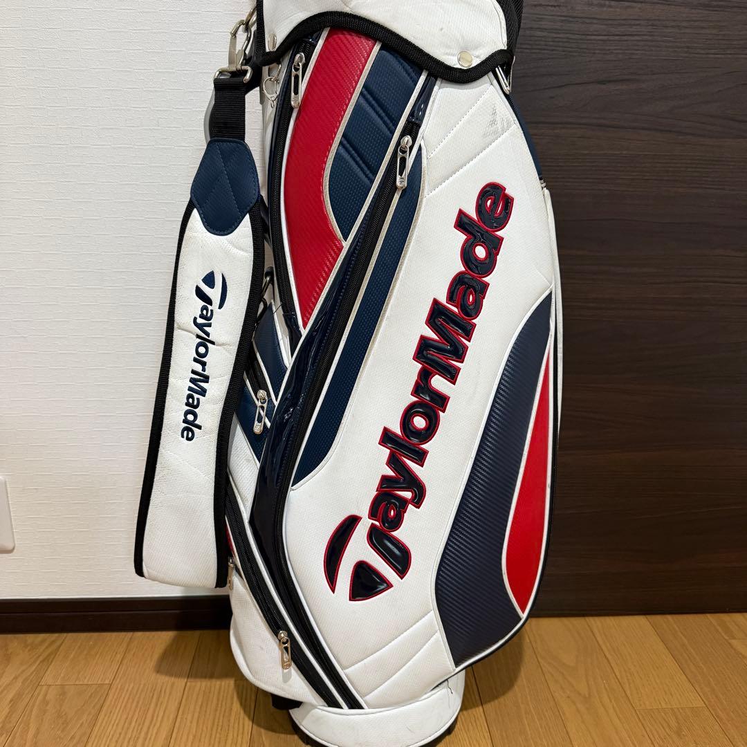 TaylorMade キャディバッグ ゴルフバッグ ホワイト/レッド/ブルー