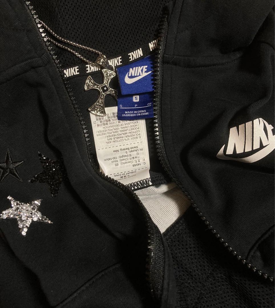 レアy2k星ビジューNIKEビックロゴフェアリーグランジ平成ギャルパーカー古着屋