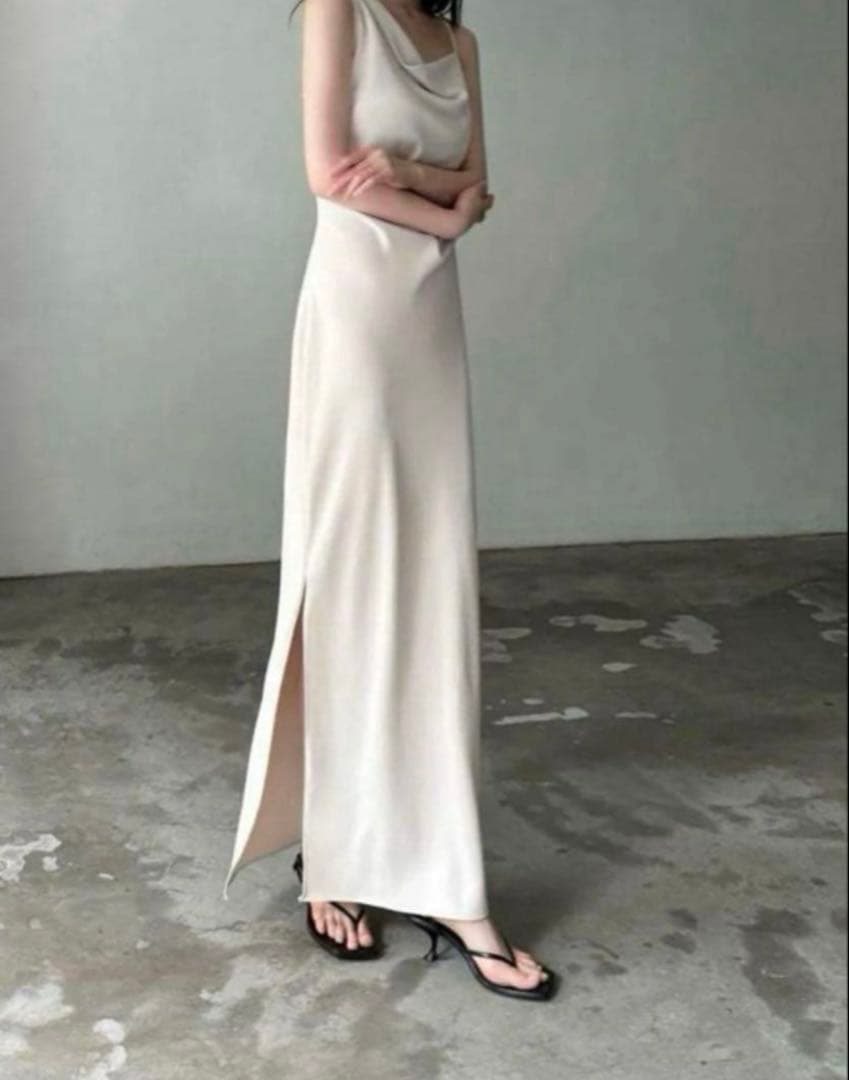 ワンピース maison celon asymmetry drape cami dress
