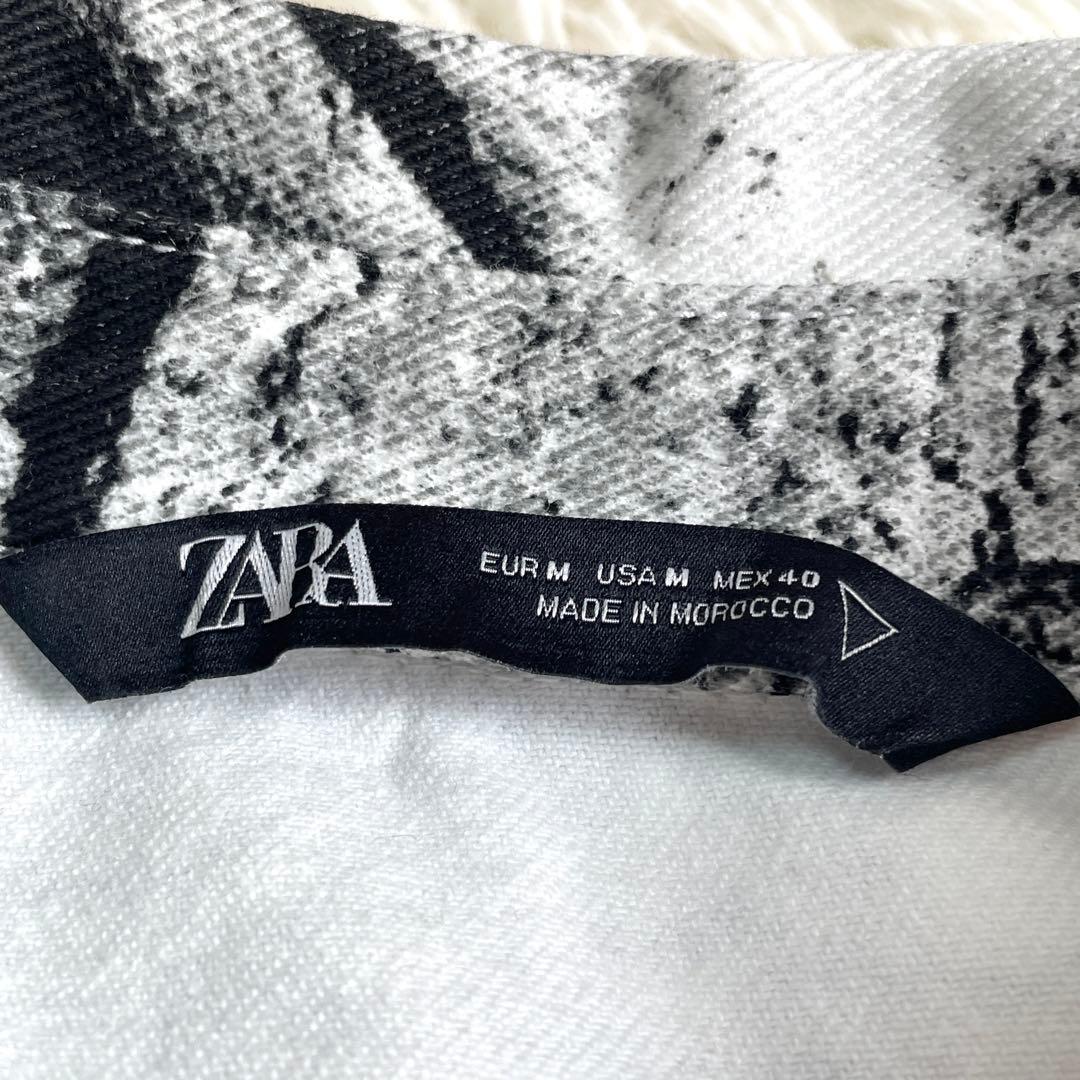 【美品】ZARA ザラ アブストラクトプリントシャツジャケット XL相当