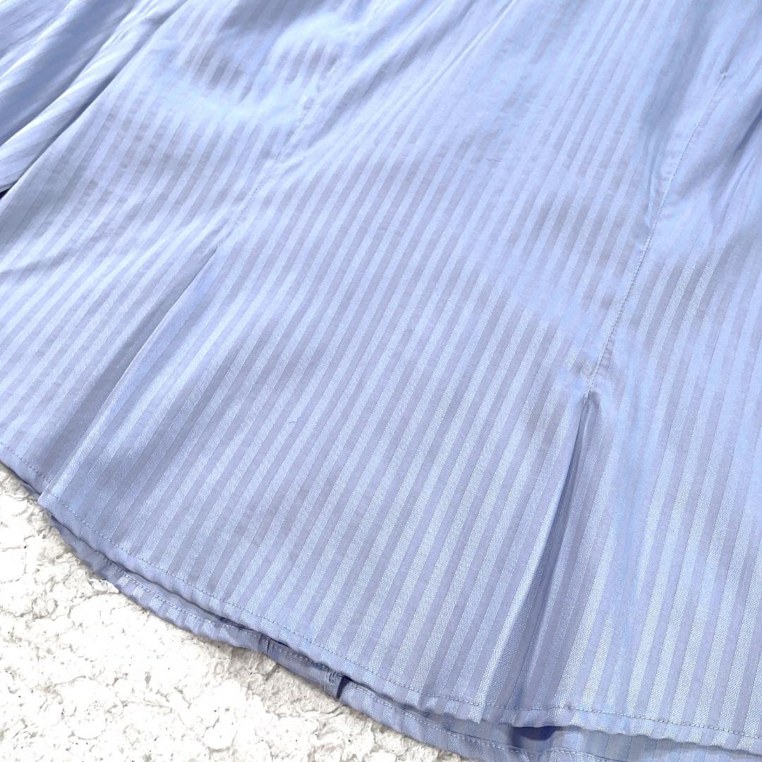 ✨新品級✨ ナラカミーチェ ストライプ フリルブラウス ストレッチ Ⅳ 水色