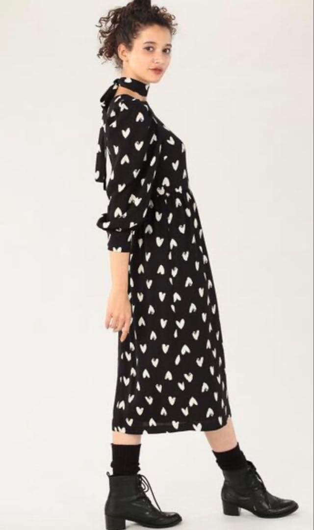 美品　agnès b. アニエスベーハートプリント　ワンピース　ロング　36