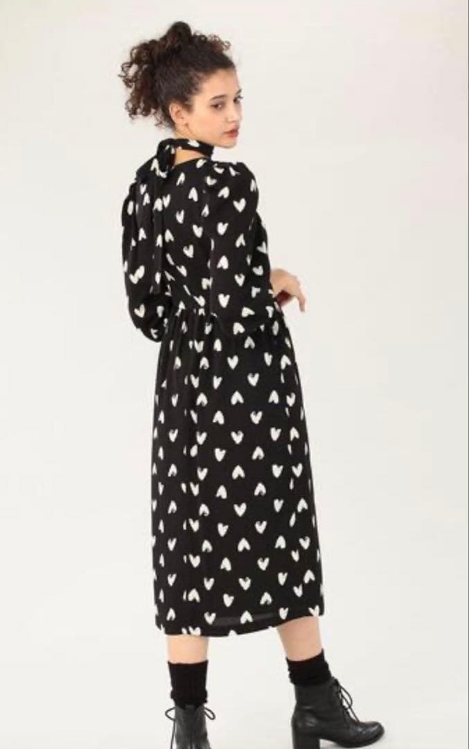 美品　agnès b. アニエスベーハートプリント　ワンピース　ロング　36