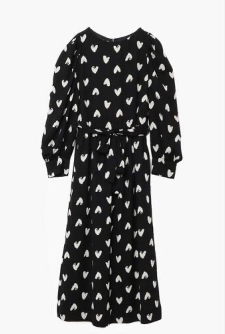 美品　agnès b. アニエスベーハートプリント　ワンピース　ロング　36