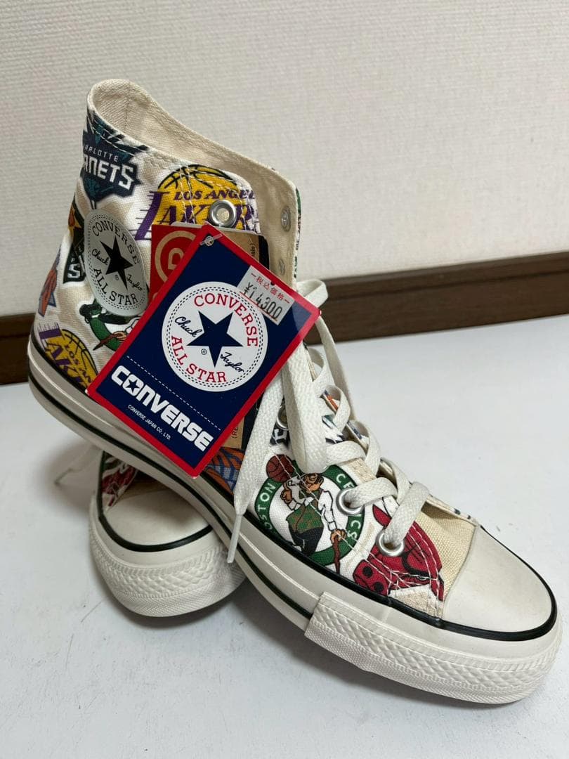 コンバース×NBAコラボスニーカー◆27cm・ハイカット・NBAバスケチームロゴ