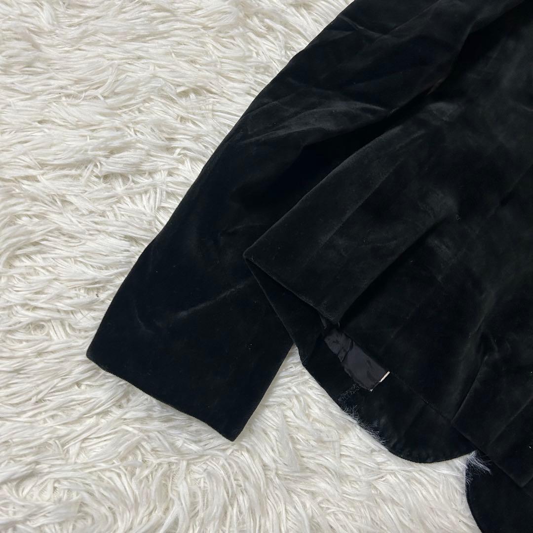 ［良品］BURBERRY ベロア スタンドカラージャケット ブラック 38