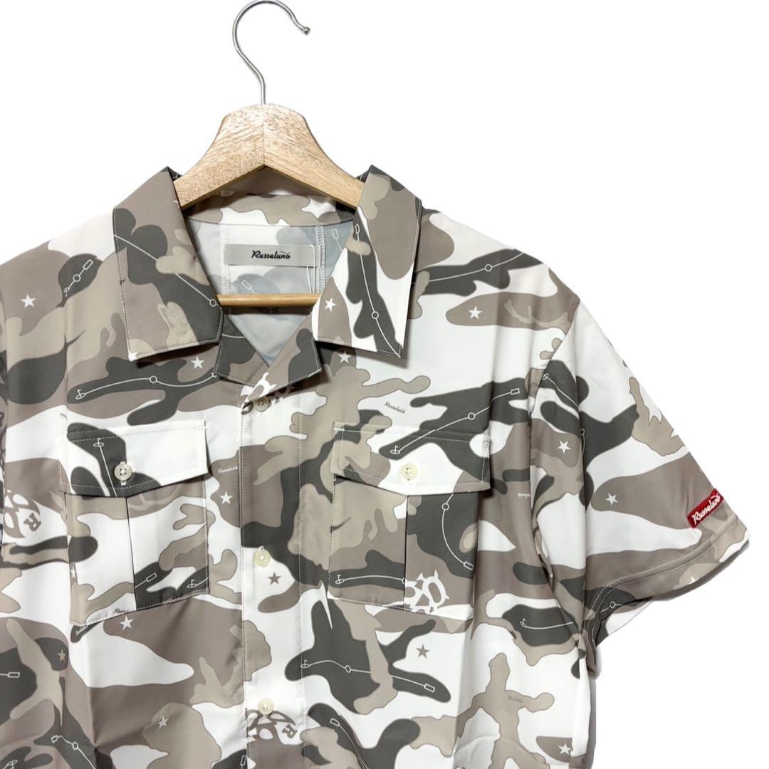 新品 ラッセルノ ゴルフ サファリ ストレッチ シャツ ホワイト カモ L 5