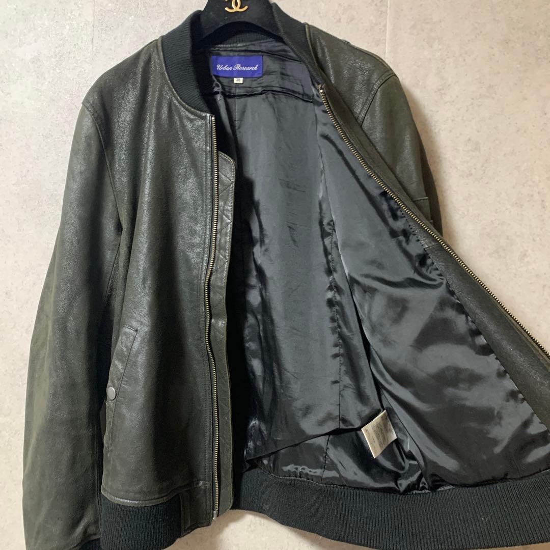 美品✨アーバンリーサーチ ライダース MA-1 やぎ革 黒 38 Mサイズ
