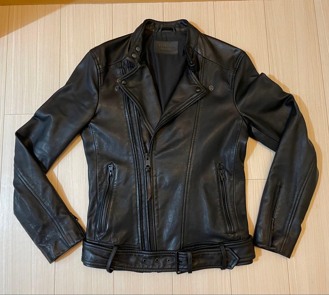 美品ALL SAINTS オールセインツ ラムレザー ライダースジャケット XS