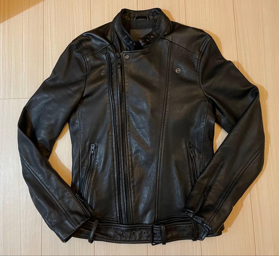 美品ALL SAINTS オールセインツ ラムレザー ライダースジャケット XS
