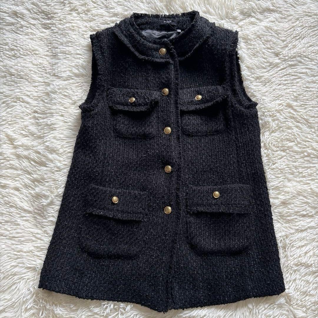 新品✨タグ付き　BASEMENT online ブラックツイードジレ　金ボタン