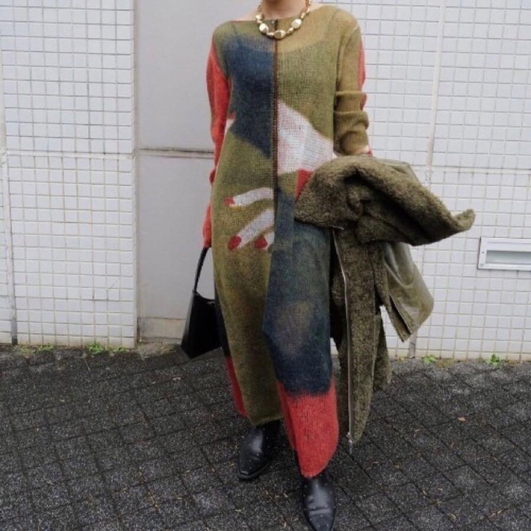 Ameri LITTLE FUNNY FACE KNIT DRESS Mサイズ