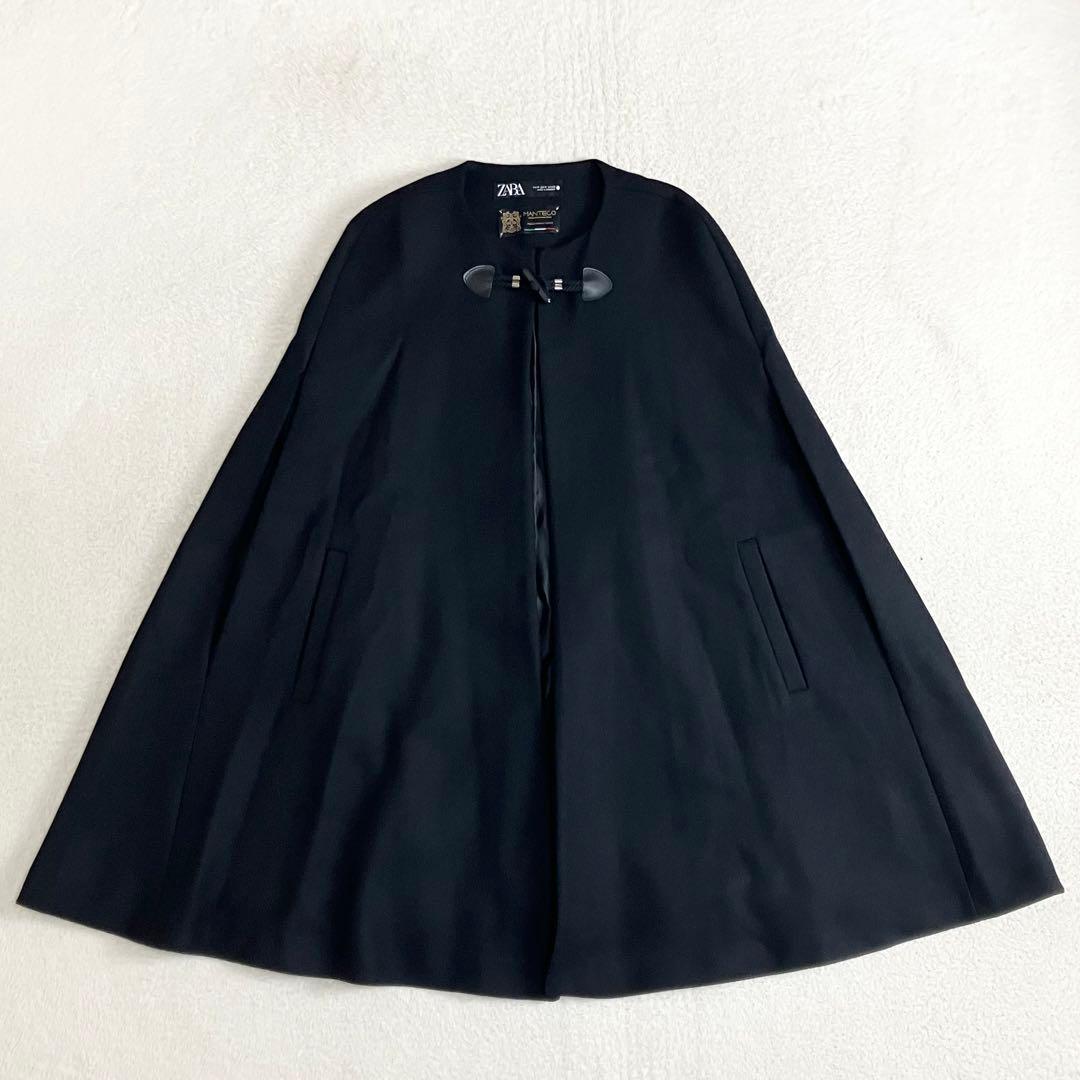ZARA ザラ　MANTECO ポンチョ　ケープコート　Mサイズ　ブラック