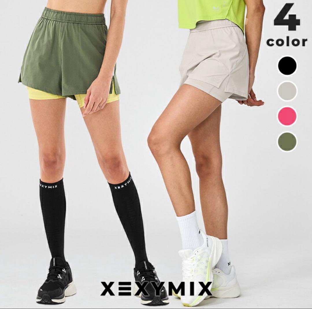 MN382 新品 XEXYMIX ショートパンツ L グレー レギンス付き