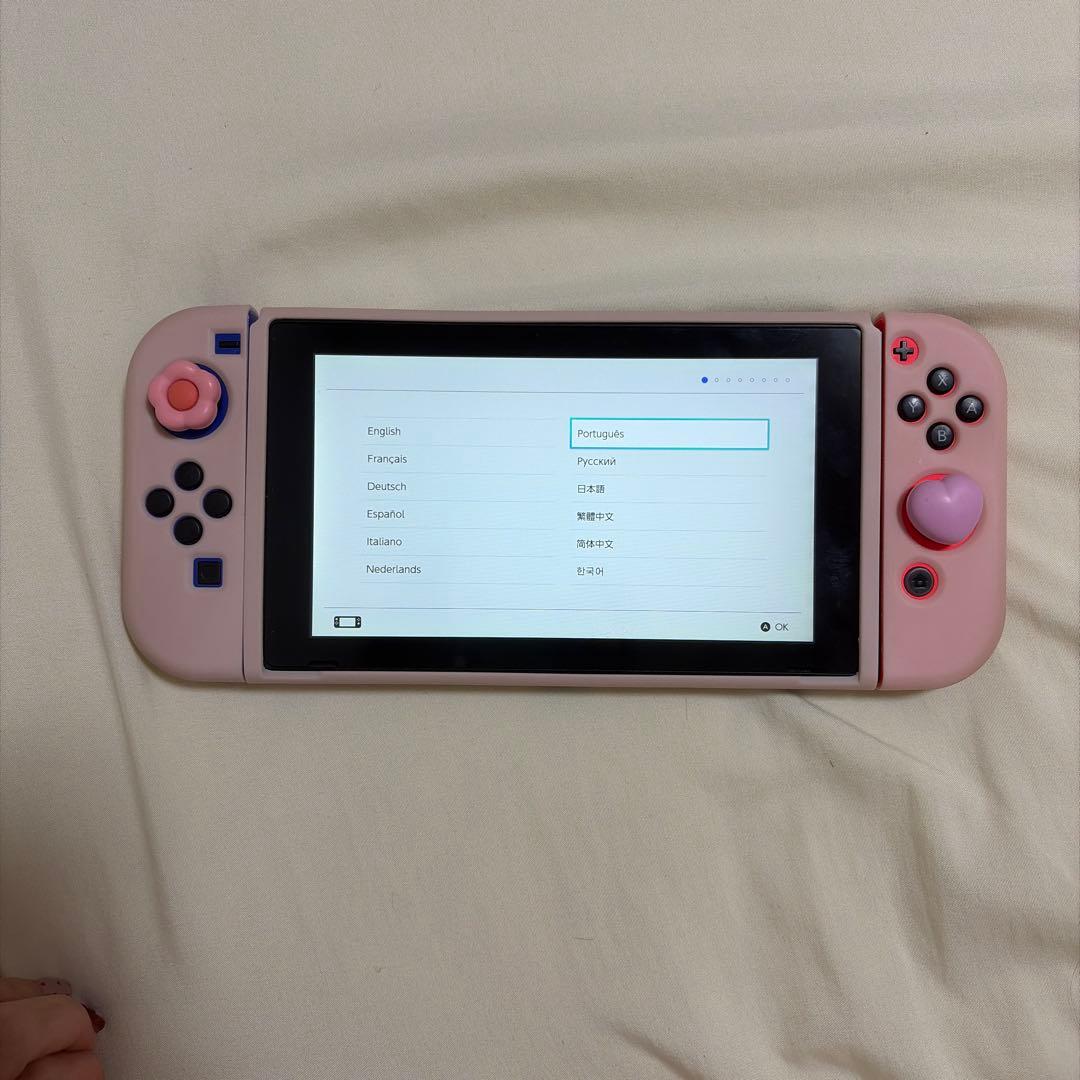 Nintendo Switch 本体 箱有 ピンクカバー 32GBマイクロSD