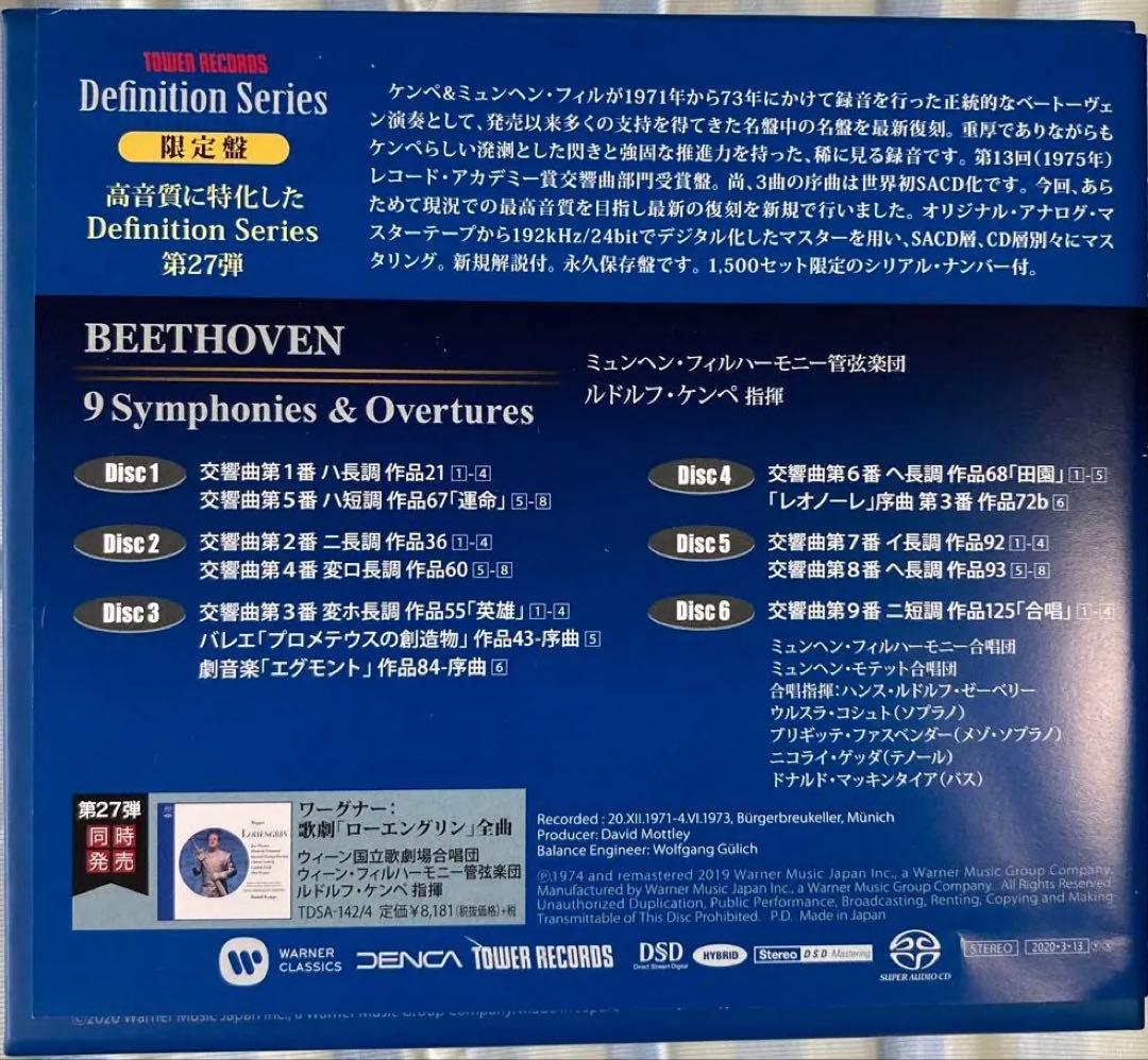 6SACD ケンペ ベートーヴェン 交響曲全集 第9番 第5番 第6番 第3番