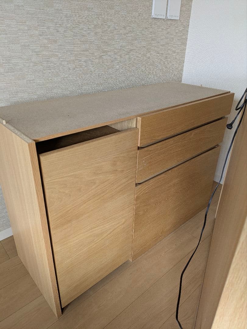 （なずな）無印良品 木製カップボード・幅120cm・オーク材
