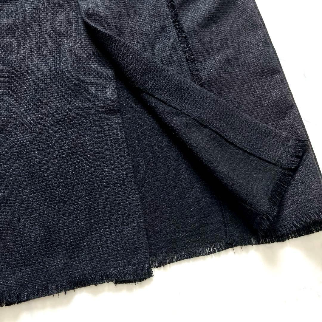 25AW✨ フレイアイディー　フリンジデザインツイードポロワンピース　ブラック