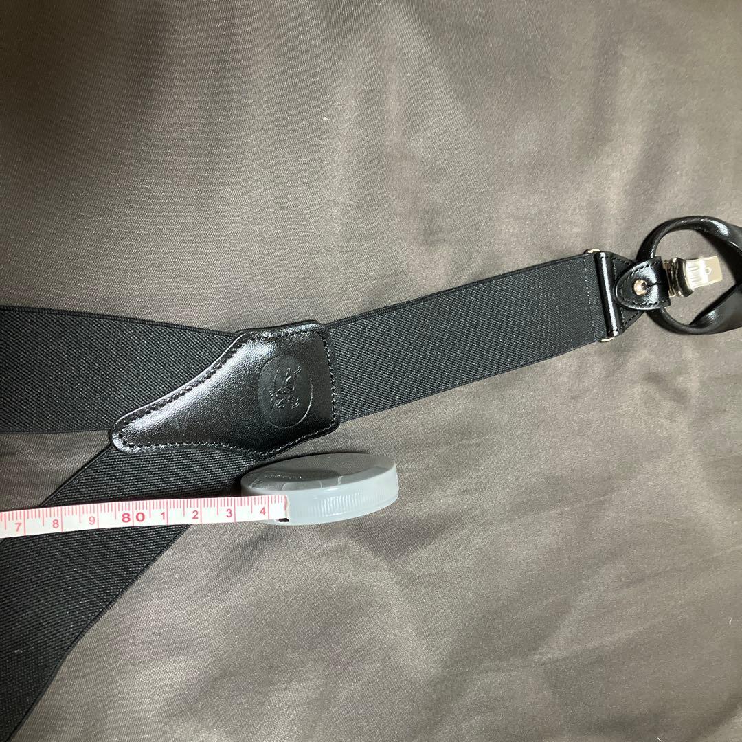 【新品未使用】BURBERRY メンズサスペンダー ブラック レザー ロゴ 金具