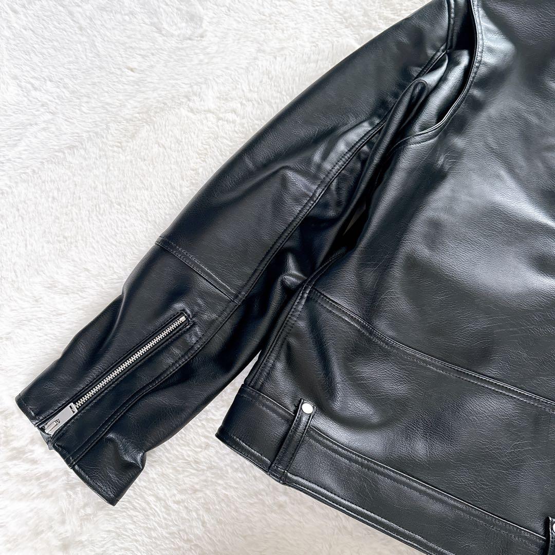 新品タグ付き✨【ZARA】ダブルライダース フェイクレザー ブラック XXL