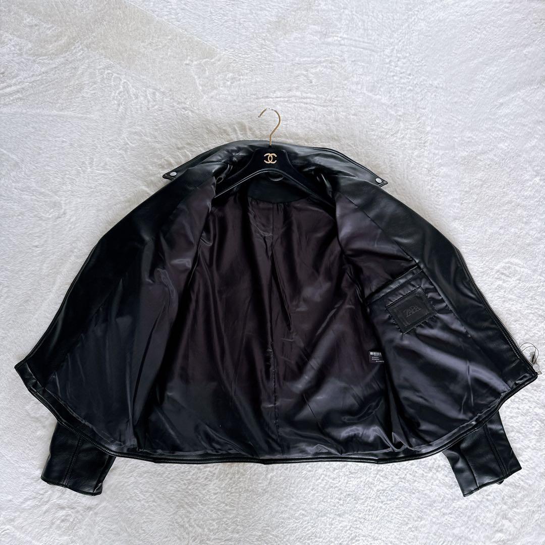 新品タグ付き✨【ZARA】ダブルライダース フェイクレザー ブラック XXL
