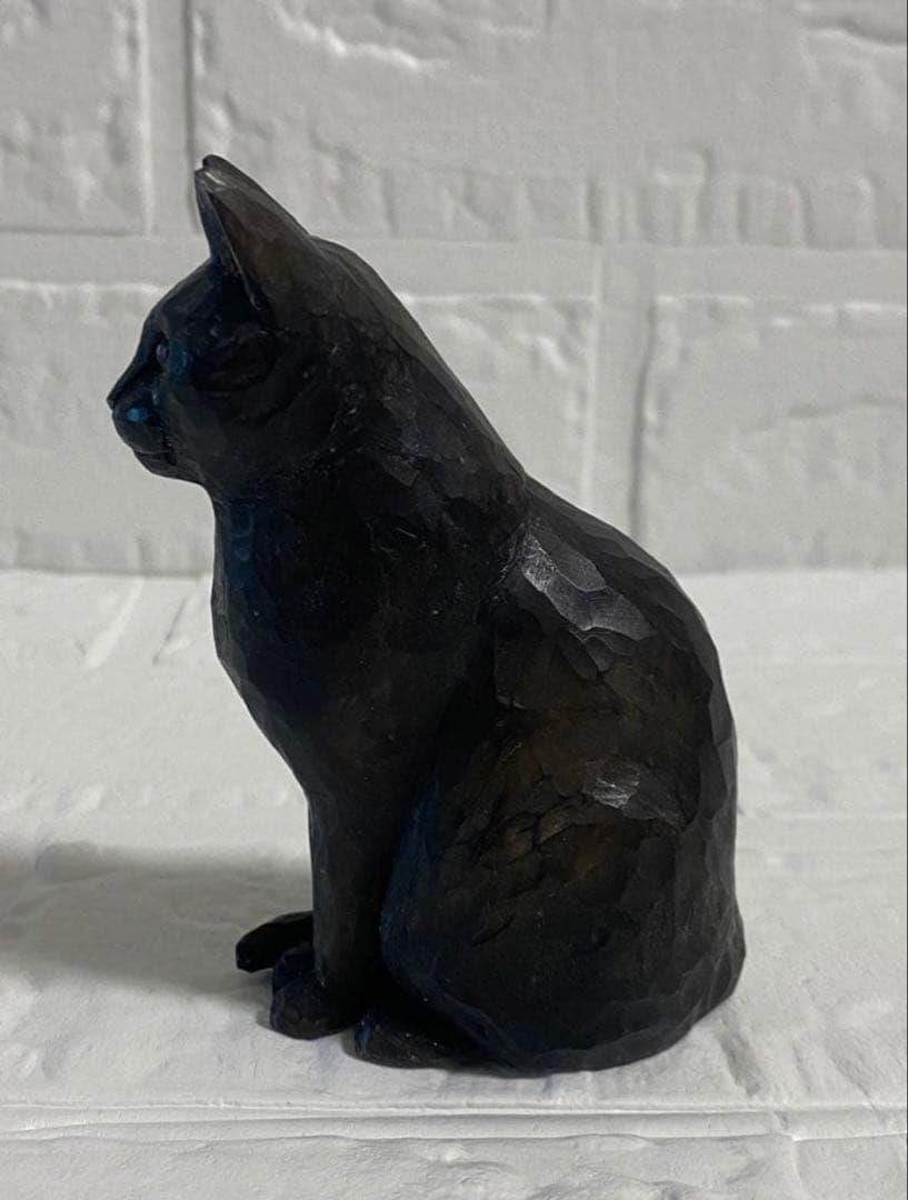 中古品【ぶち猫＆黒猫 猫の置物】2個セット♡おまけ付き♡