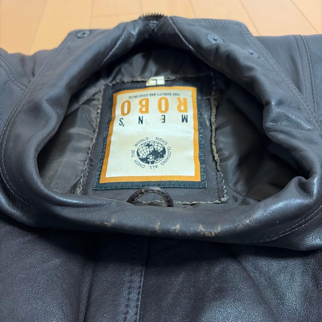 90s MEN’S ROBO ラムレザー　ライダースジャケット　短丈　L