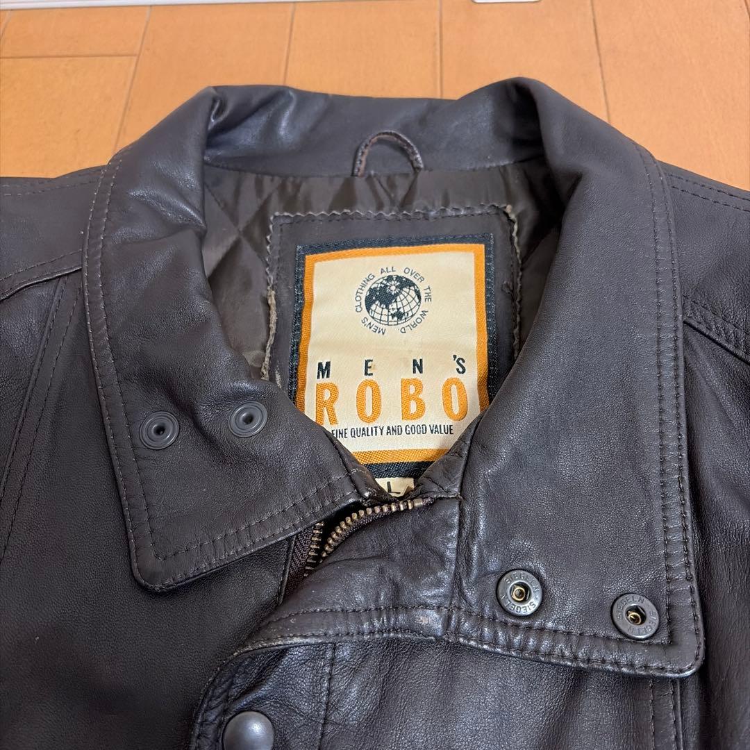 90s MEN’S ROBO ラムレザー　ライダースジャケット　短丈　L