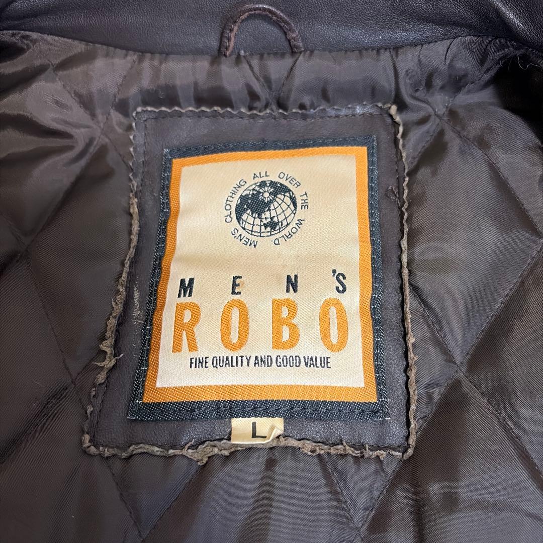 90s MEN’S ROBO ラムレザー　ライダースジャケット　短丈　L