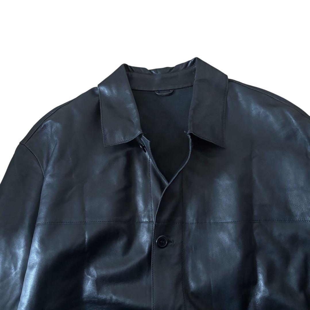 Gallotti イタリア製 レザー ハーフコート 黒 52