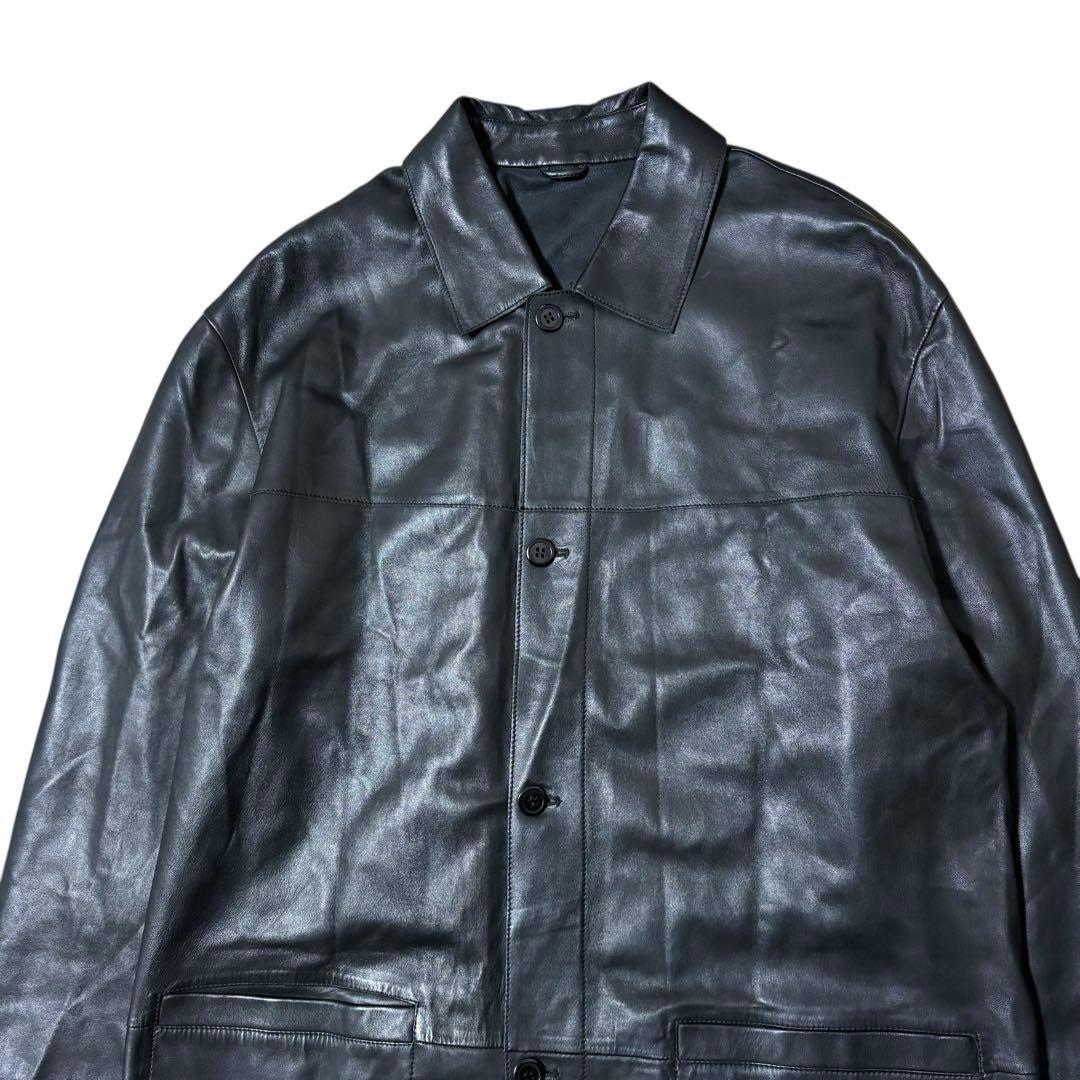 Gallotti イタリア製 レザー ハーフコート 黒 52