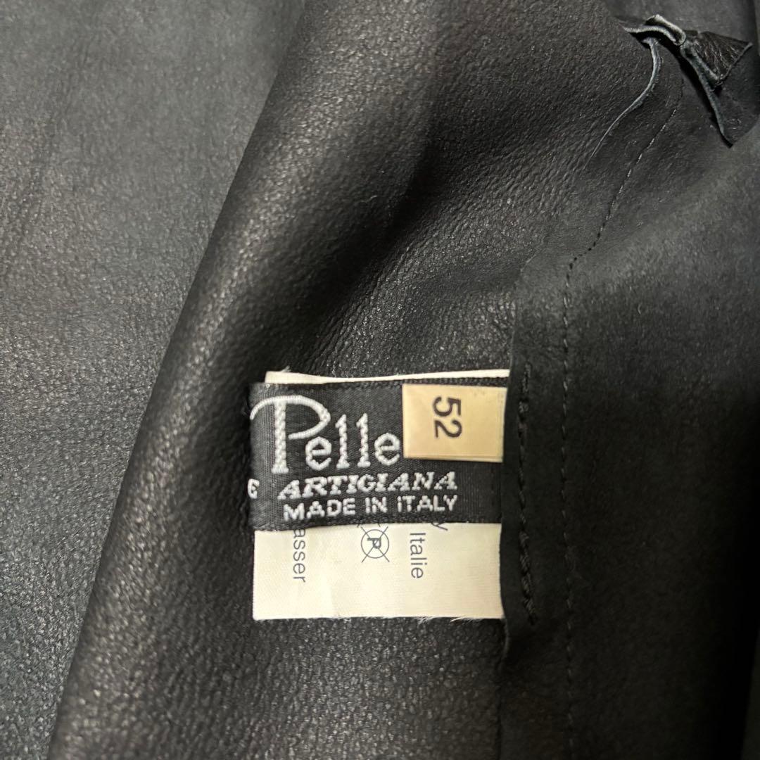 Gallotti イタリア製 レザー ハーフコート 黒 52