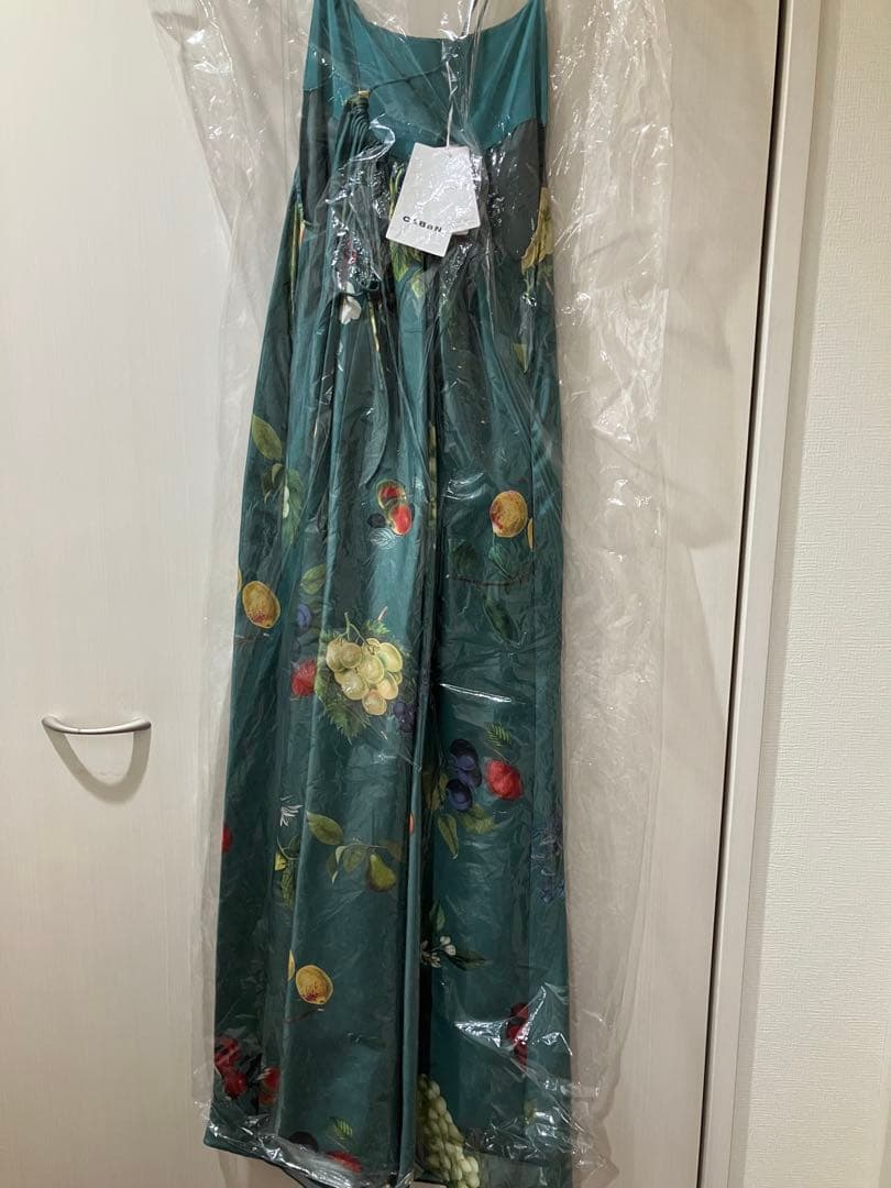 はなです！CABaN シルク HARVEST ロングワンピース　グリーン系