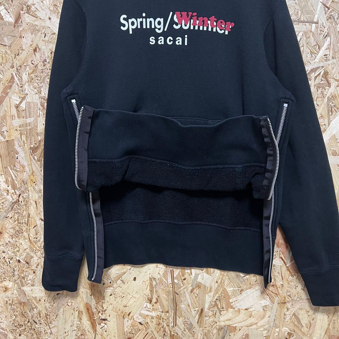 sacai サカイ パーカー フーディ ブラック サイドファスナー