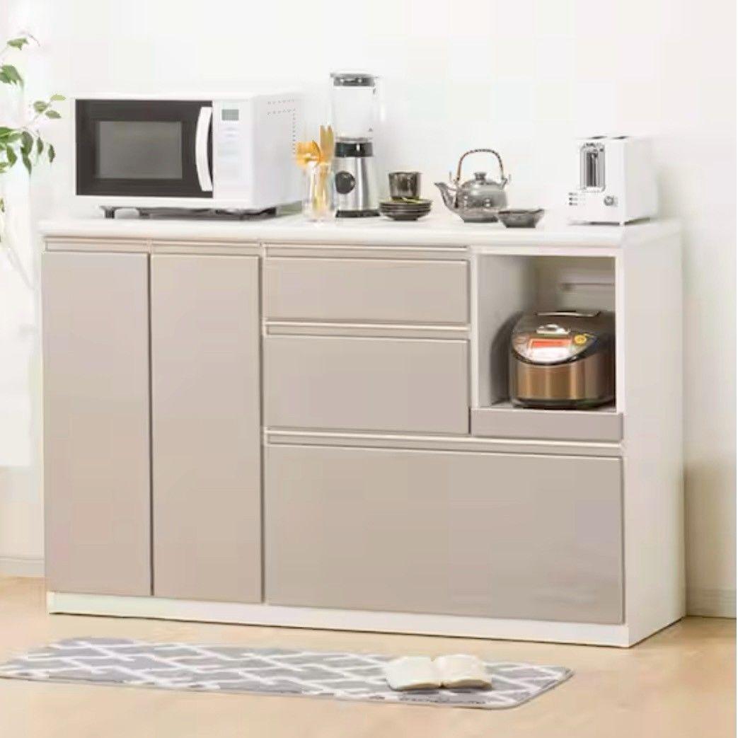 【美品】2025年購入 NITORIニトリ食器棚アルミナ2 シルバー 140cm