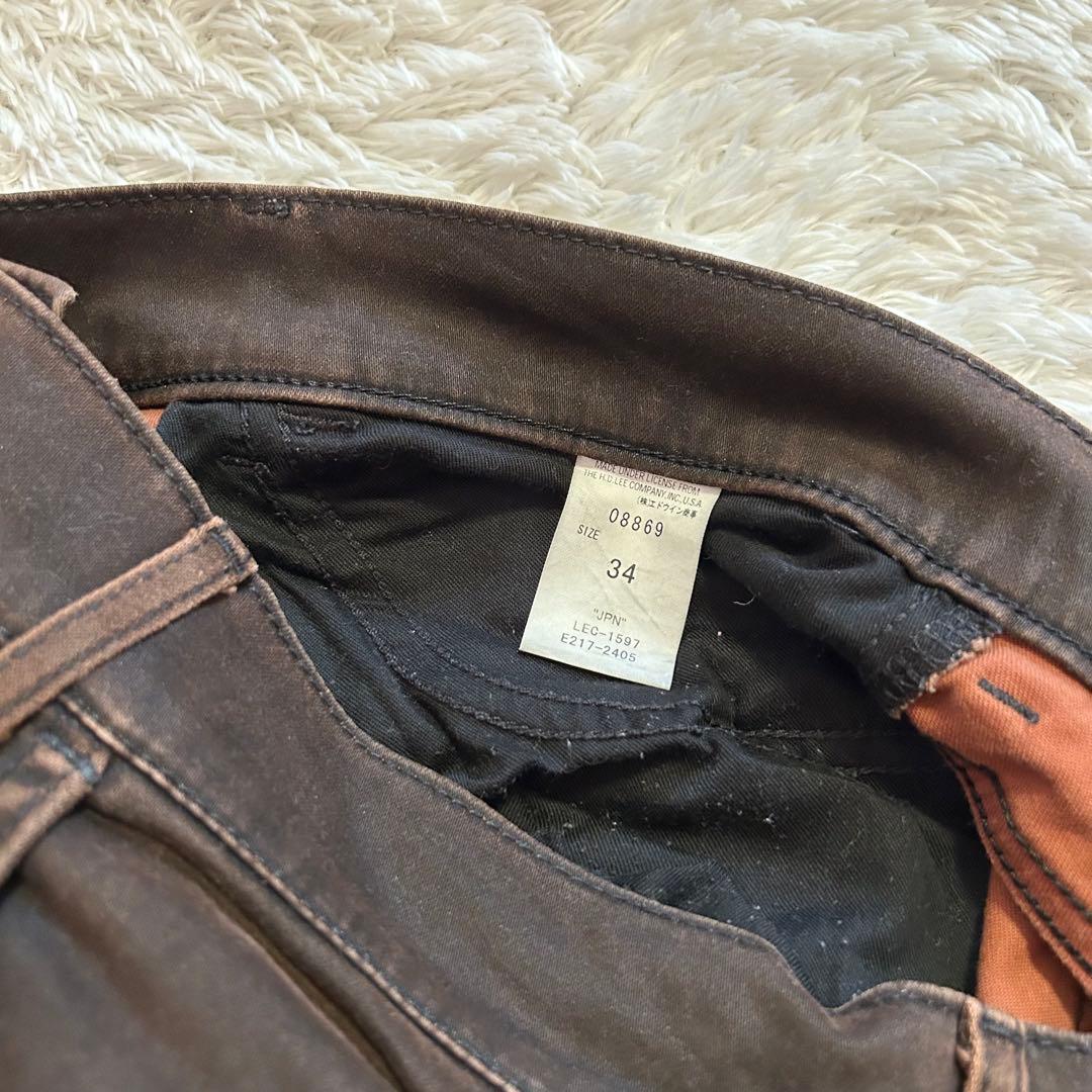 美品⭐︎Lee デニム　カーゴ パンツ　フェイド加工y2k ヒゲ ブラウン　34