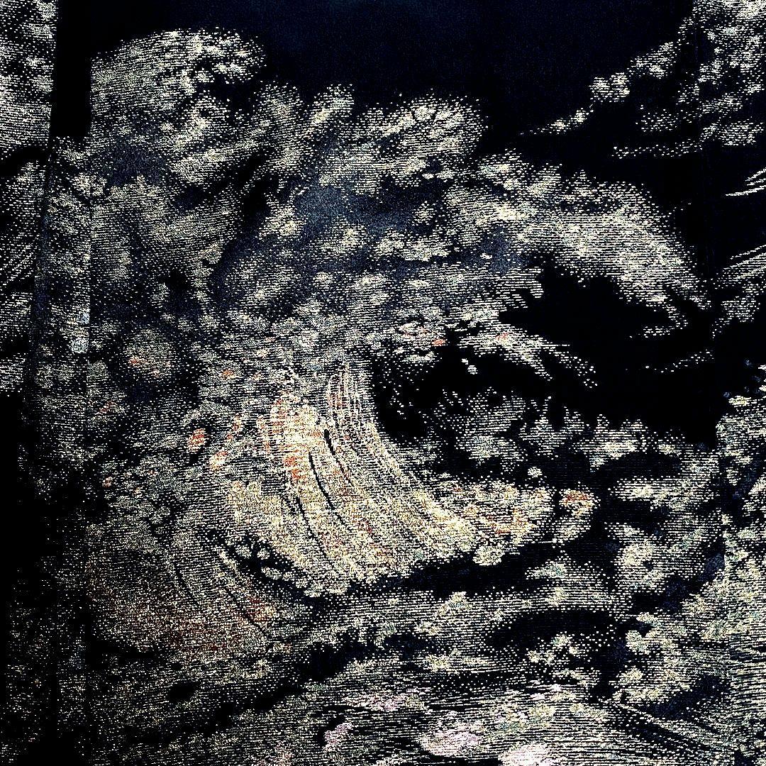 金彩 風景 黒絵羽織 ブラック 荒波 モード アート 古着 絵羽織 羽織 着物
