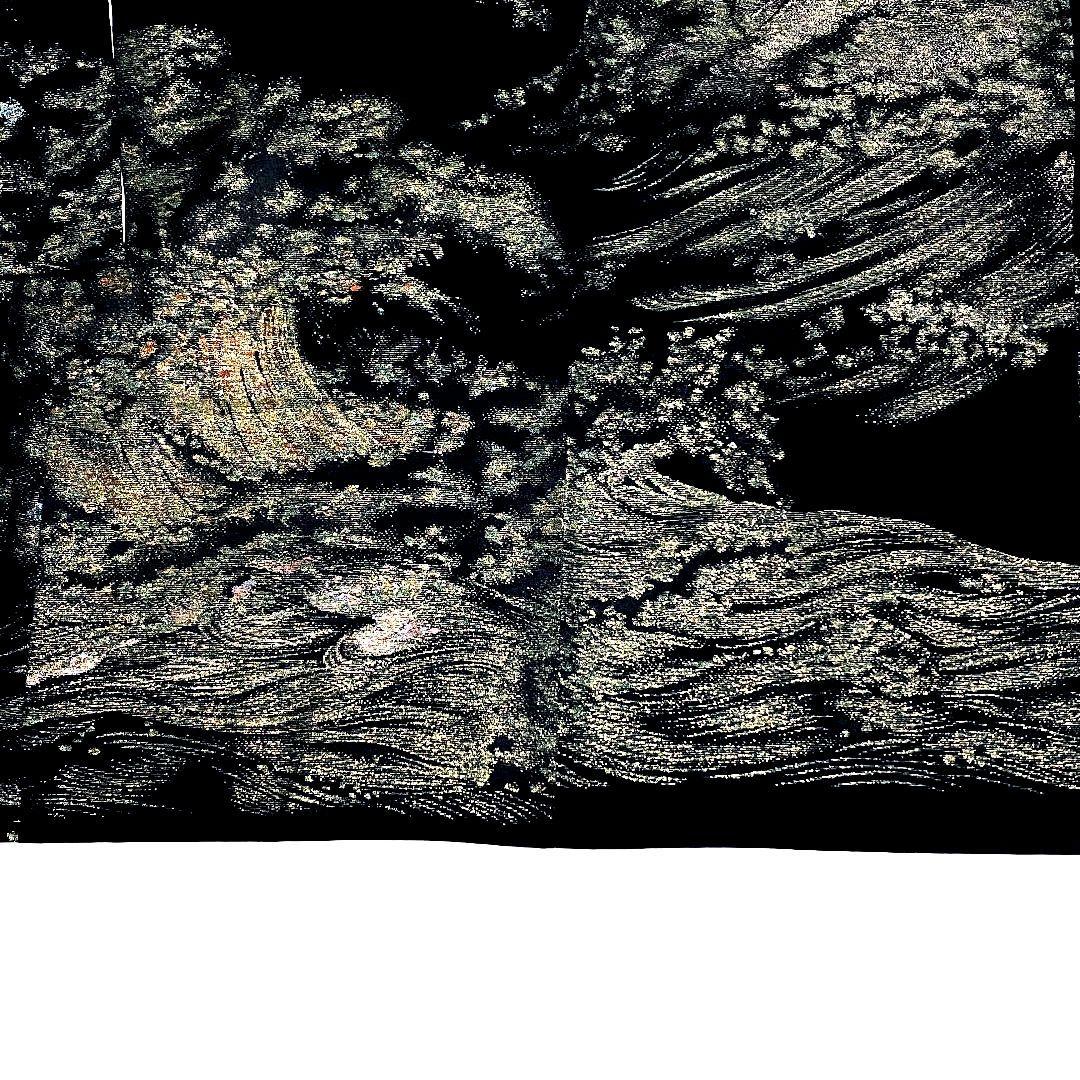 金彩 風景 黒絵羽織 ブラック 荒波 モード アート 古着 絵羽織 羽織 着物