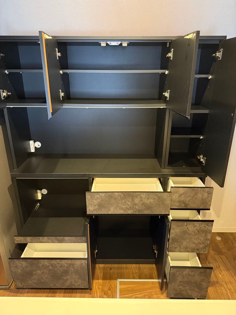 【定価10万円超 / 値下げ】大川家具 食器棚 黒洛 日本製 キッチンボード