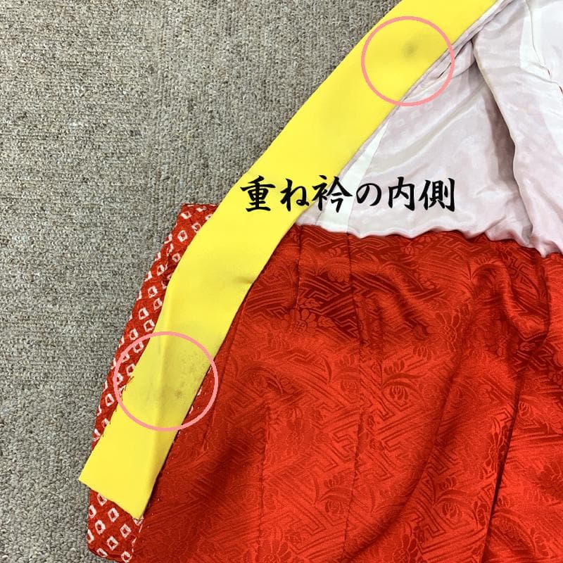 603ag15□七五三 三歳 女児 着物&被布 総絞り 刺繍 毬□状態良好