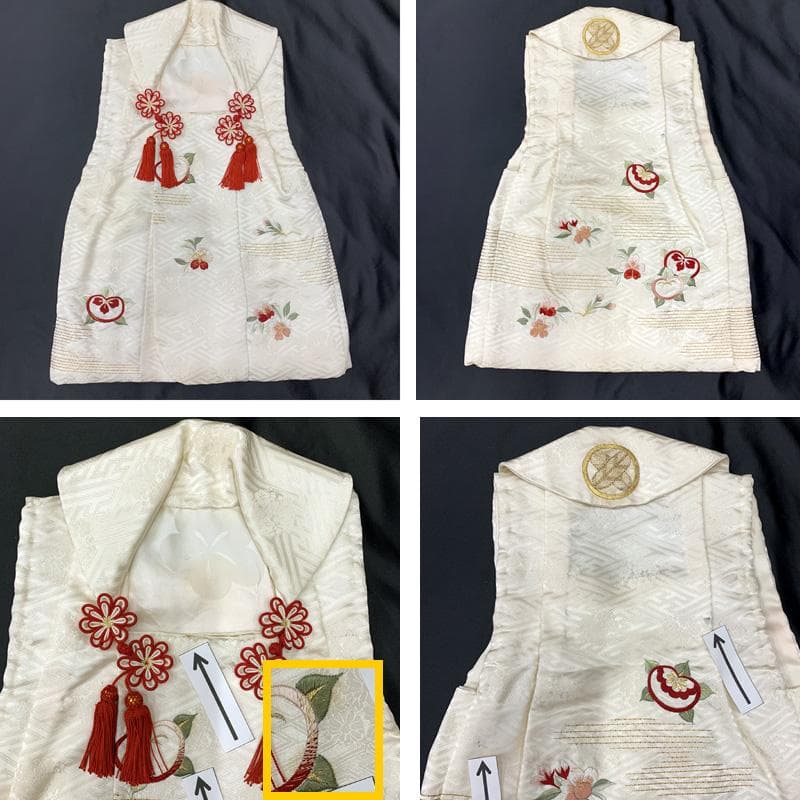 603ag15□七五三 三歳 女児 着物&被布 総絞り 刺繍 毬□状態良好