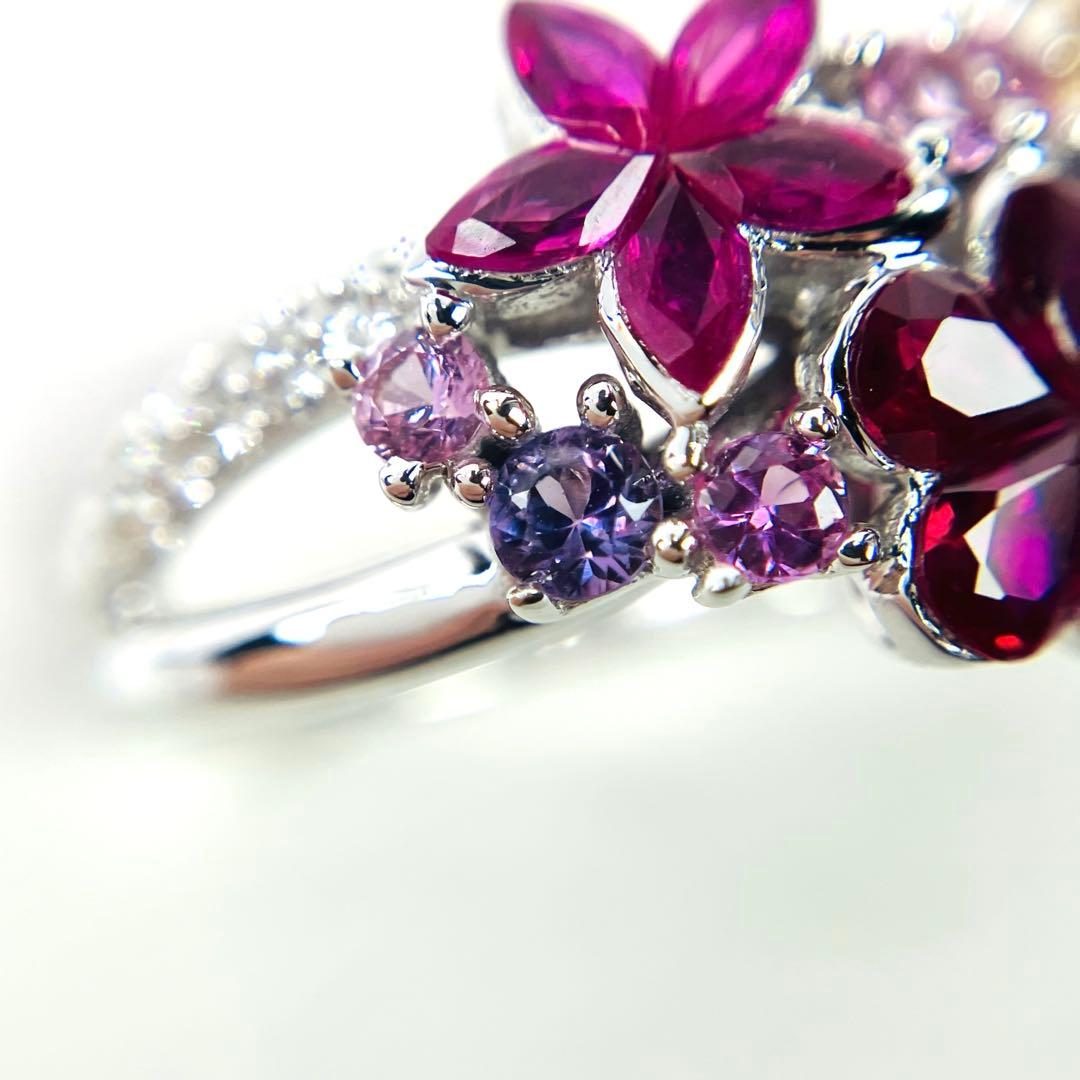 GSTV K18 天然ダイヤモンド 天然ルビー 天然サファイア リング 鑑別書付