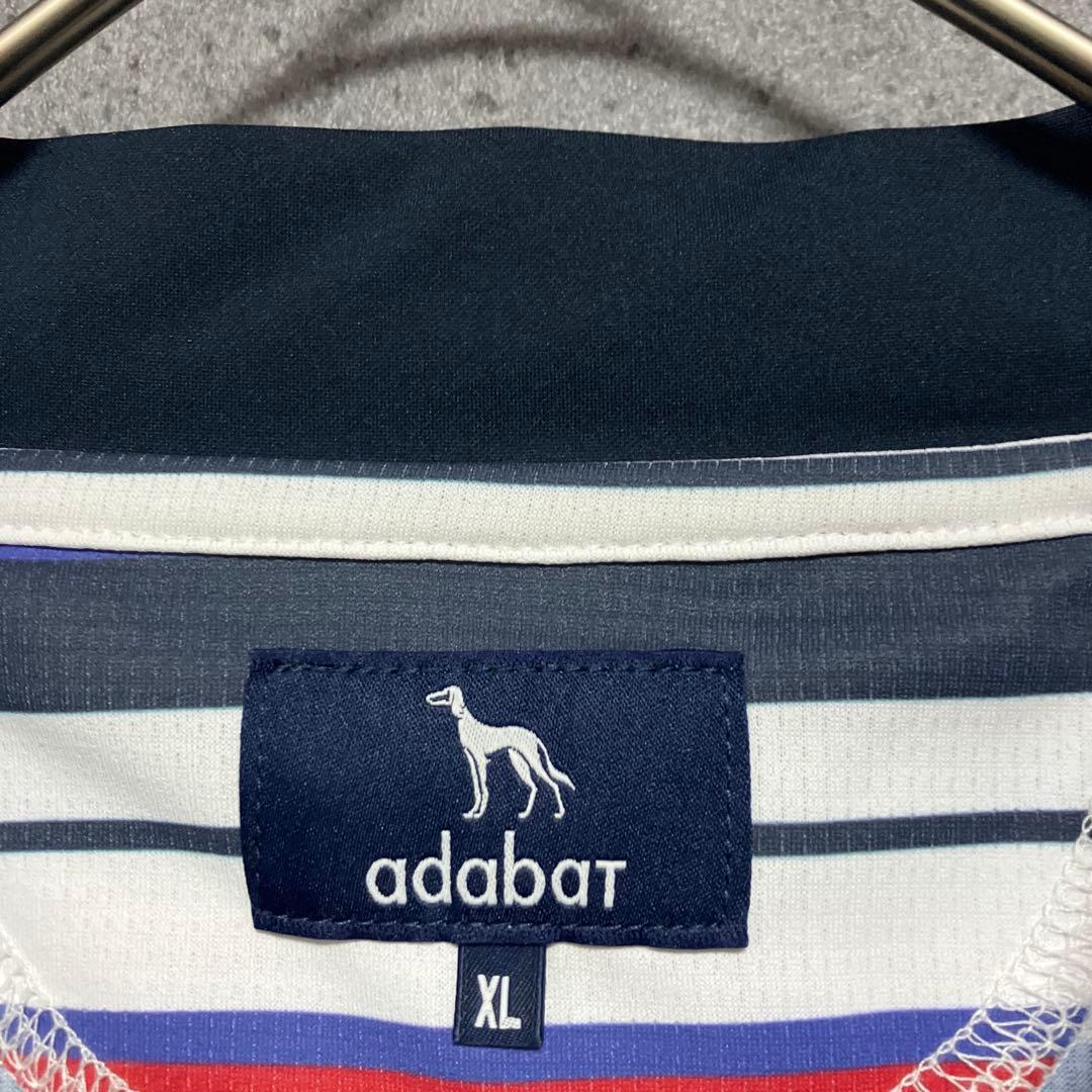 25年　ADABAT NAVY 吸水速乾/接触冷感 マルチボーダーモックネックT