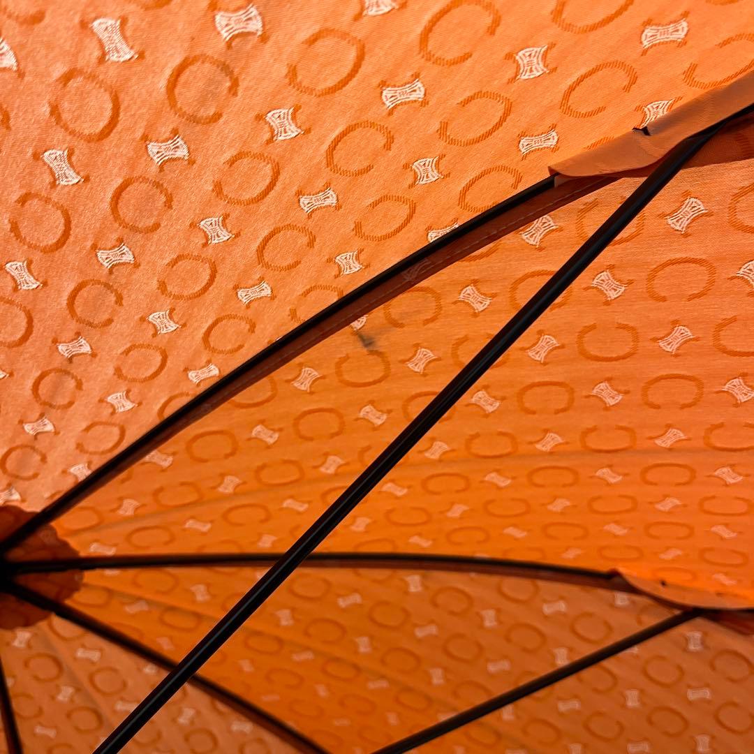 セリーヌ　傘　長傘　雨傘　ベージュ　レザーハンドル　ピンク