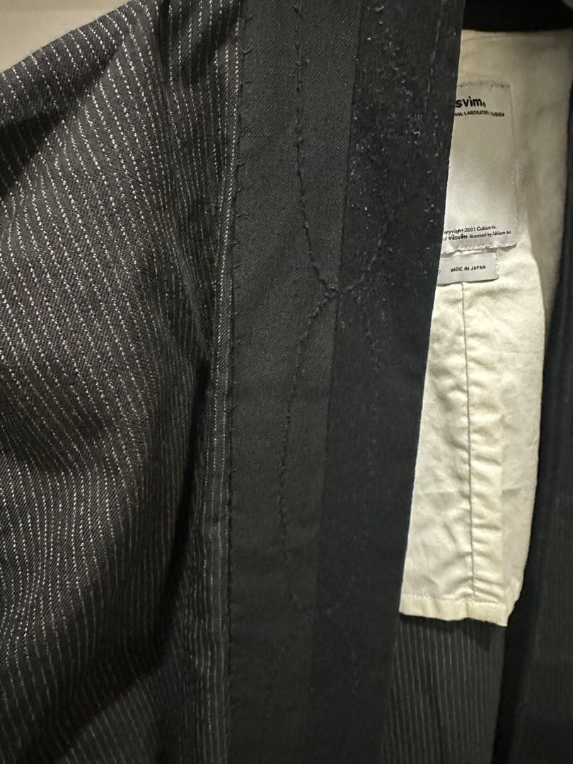 VISVIM RUUNPE COAT PINSTRIPE 羽織り アウター 黒